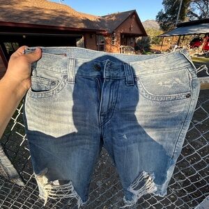 Distressed Blue Denim Shorts